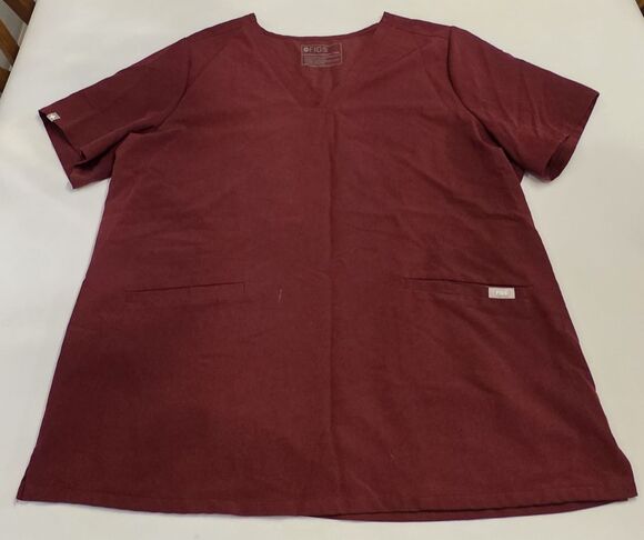 Figs Tops - Figs Casma Scrub Top Womens XXL Burgundy V Neck Medical Nurse Uniform Hospital